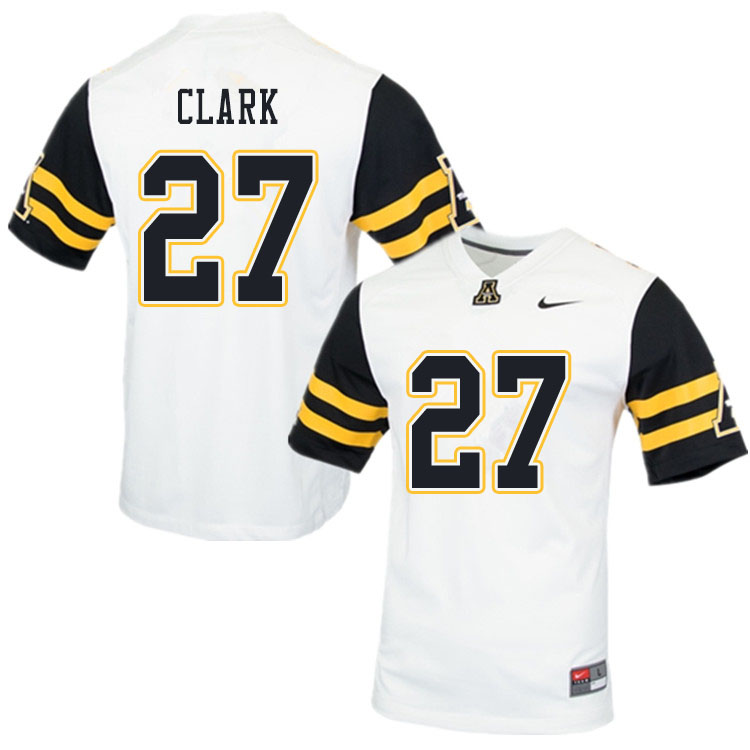 Men #27 Nakendrick Clark Appalachian State Mountaineers College Football Jerseys Sale-White